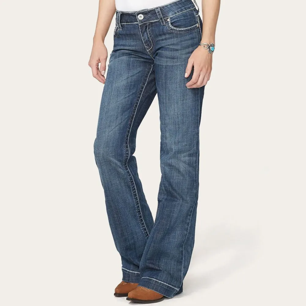 Stetson 214 City Trouser Jeans With Chevron Back Pocket Blue Sale
