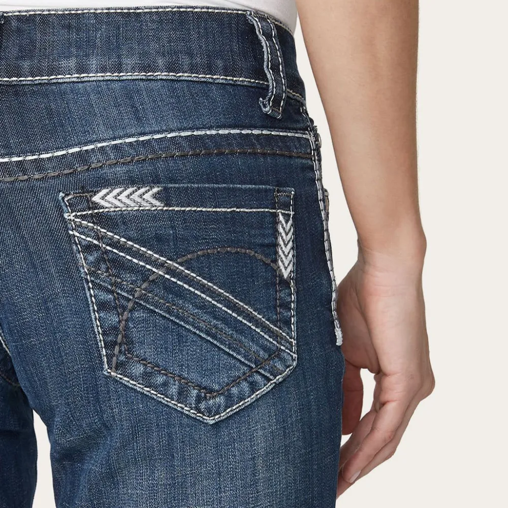 Stetson 214 City Trouser Jeans With Chevron Back Pocket Blue Sale