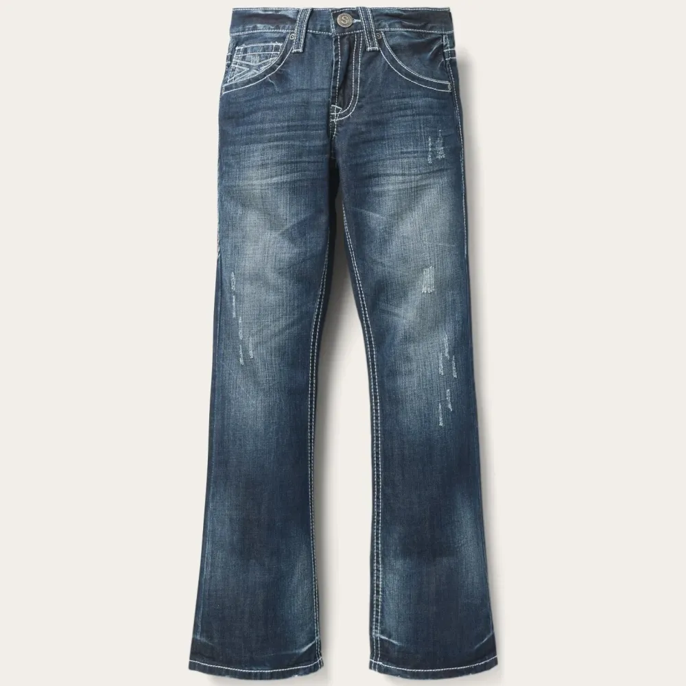 Stetson 1014 Fit Destructed Medium Wash Jeans Blue Discount