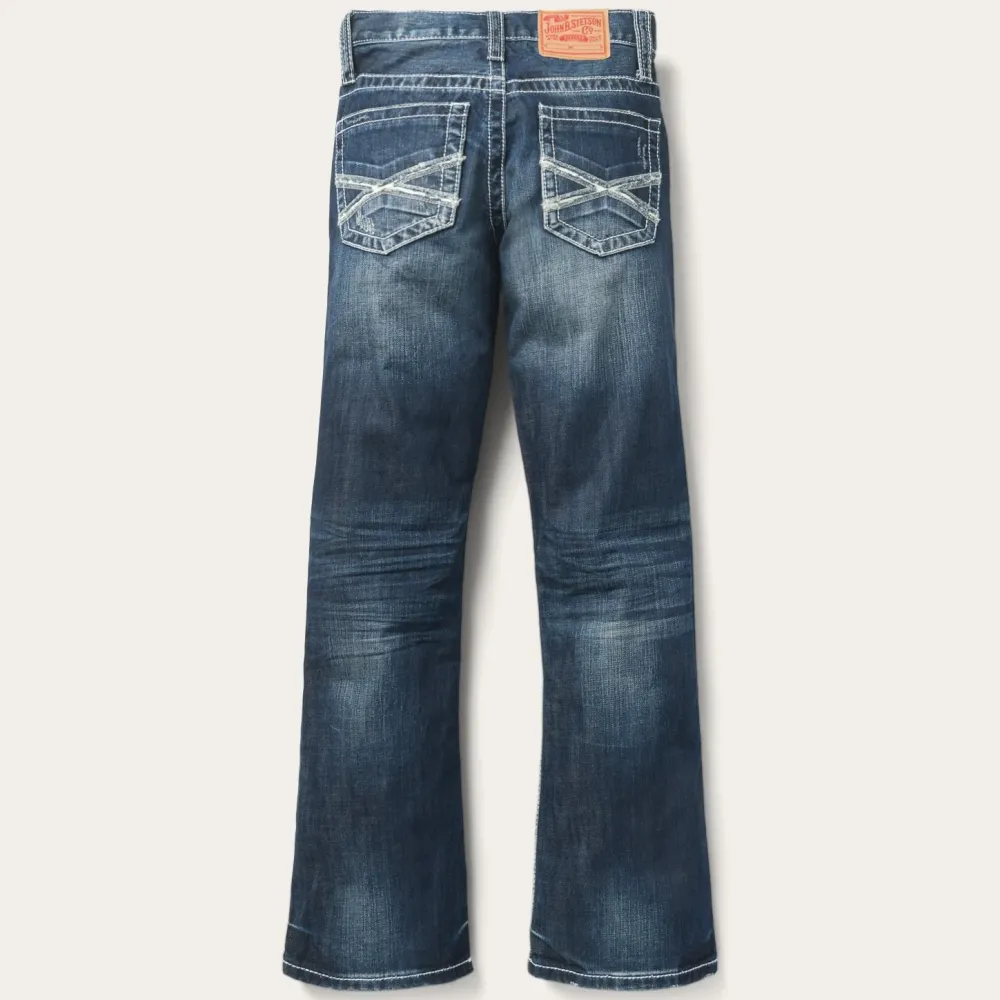 Stetson 1014 Fit Destructed Medium Wash Jeans Blue Discount