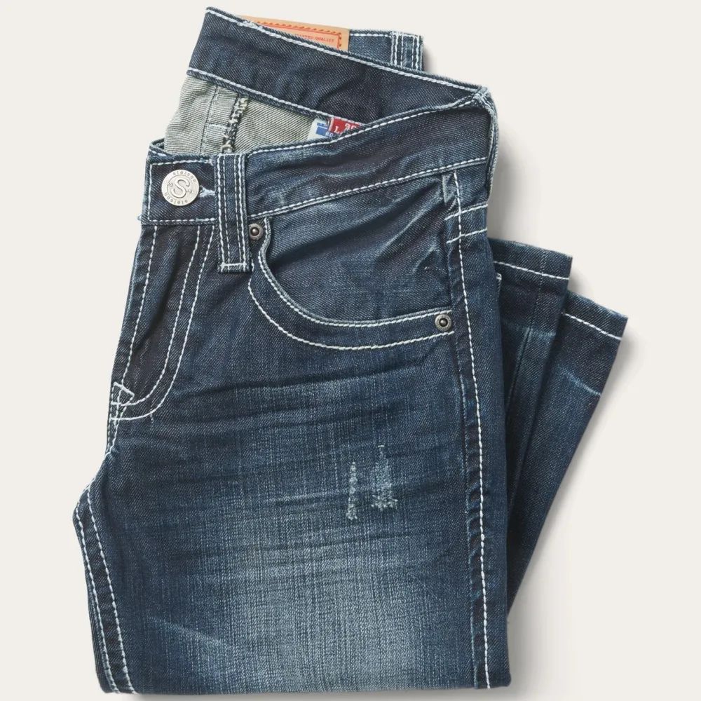Stetson 1014 Fit Destructed Medium Wash Jeans Blue Discount