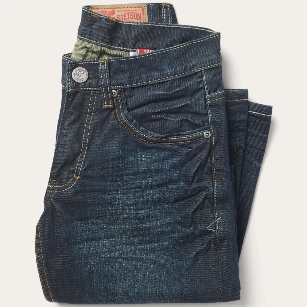 Stetson 1312 Fit Jeans With a Pieced Back Pocket Blue Sale