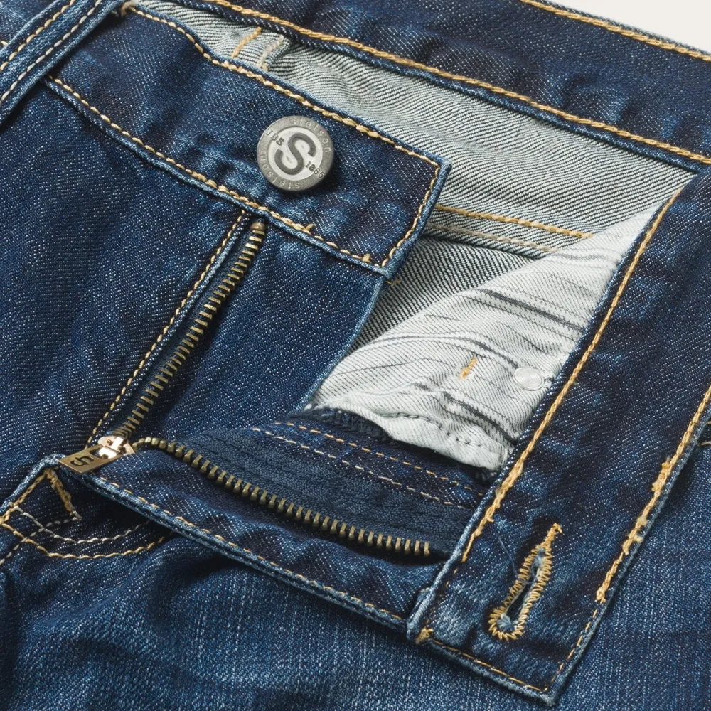 Stetson 1014 Fit Semi-Destructed Wash Jeans Blue Online