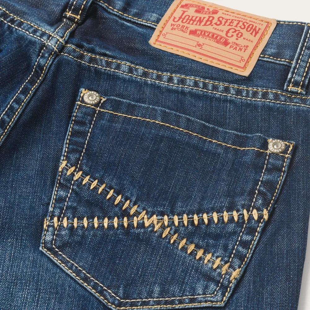 Stetson 1014 Fit Semi-Destructed Wash Jeans Blue Online