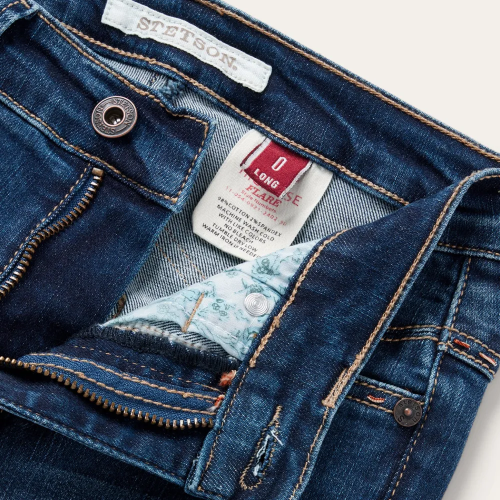 Stetson 921 High Rise Flare Jeans Blue Outlet