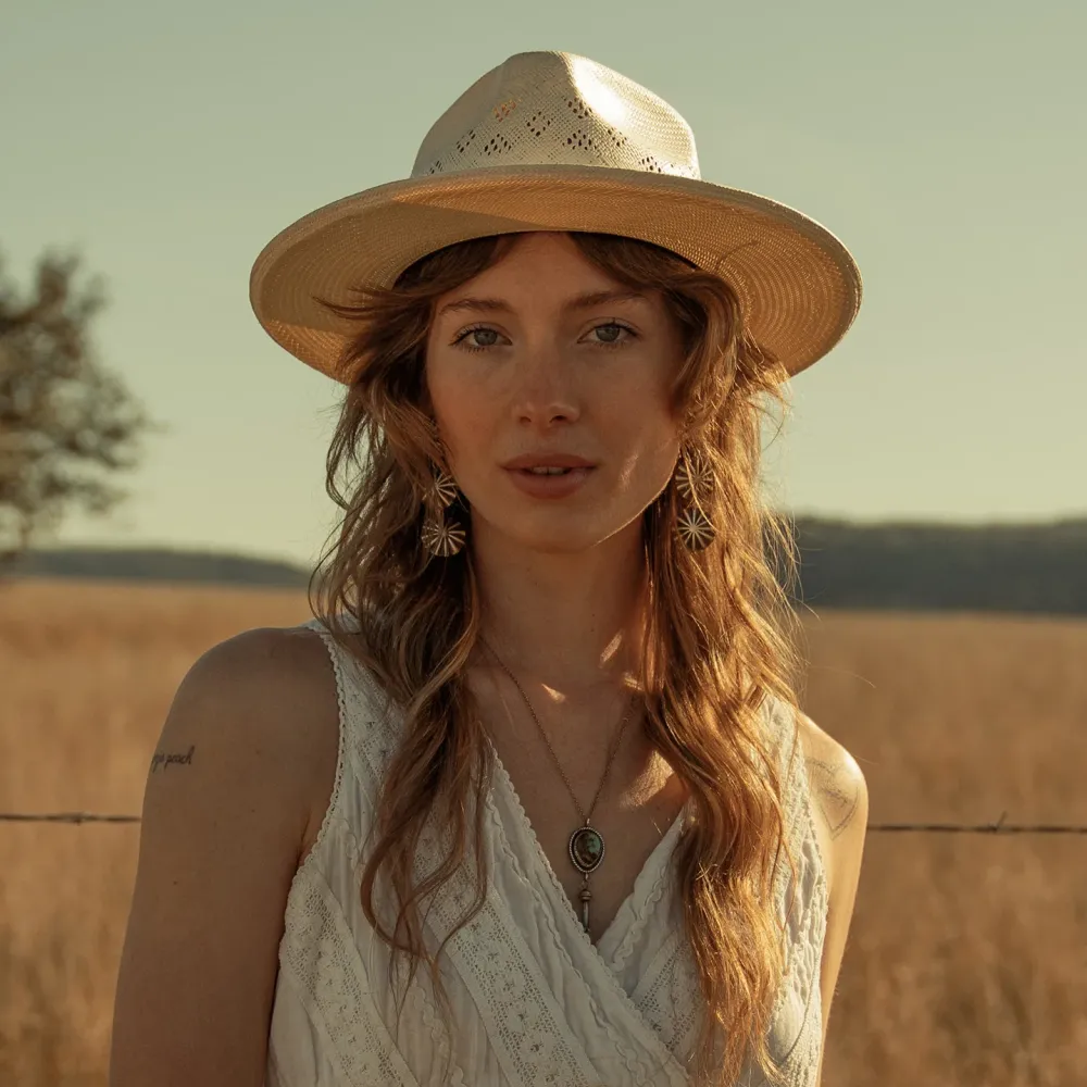 Stetson Andromeda Vented Straw Fedora Natural Hot