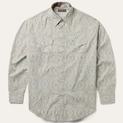 Stetson Aqua Paisley Print Western Shirt Green Sale