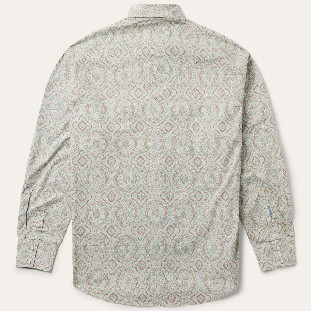 Stetson Aqua Paisley Print Western Shirt Green Sale