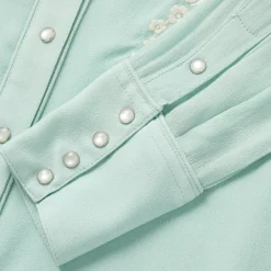 Stetson Aqua Rayon Crepe Western Blouse Blue Online