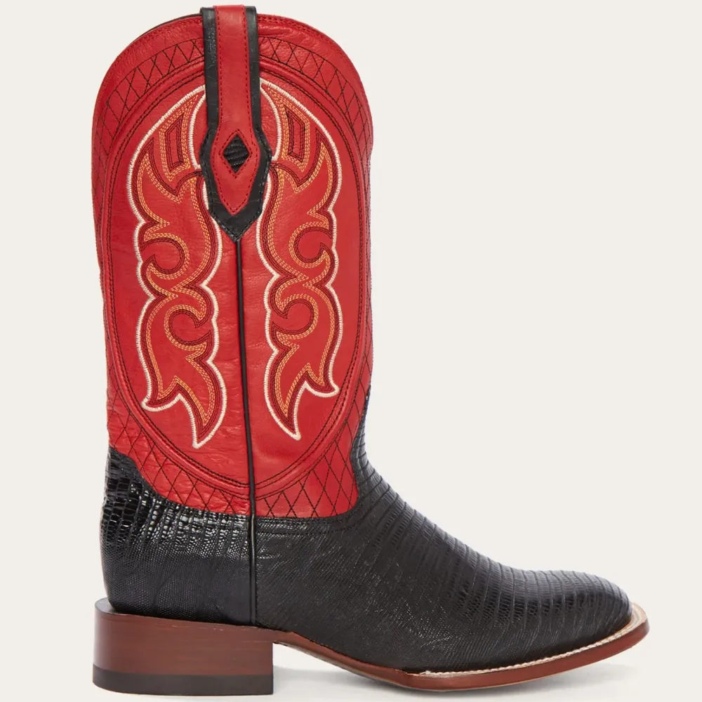 Stetson Arlington Teju Red Matte Cowboy Boot Black Clearance