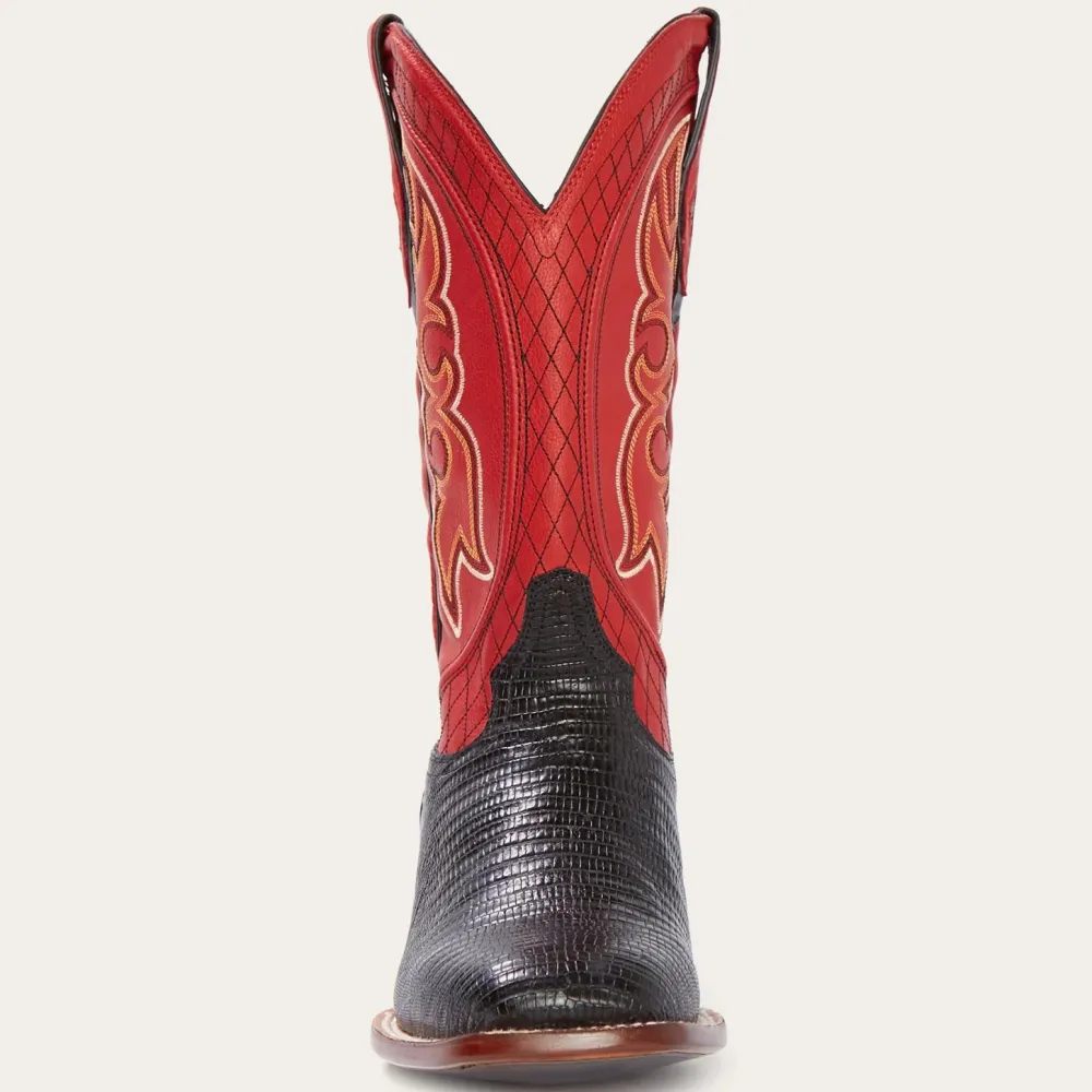 Stetson Arlington Teju Red Matte Cowboy Boot Black Clearance