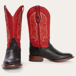 Stetson Arlington Teju Red Matte Cowboy Boot Black Online