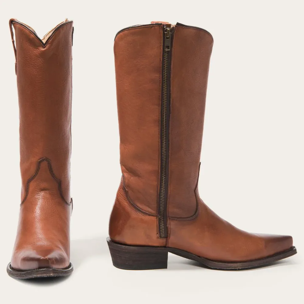 Stetson Austin Burnished Leather Snip Toe Boot Cognac Outlet