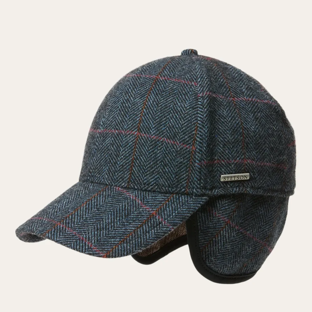 Stetson Baseball Cap Wool Blue Herringbone Outlet