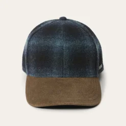 Stetson Baseball Cap Wool Blue Check Outlet