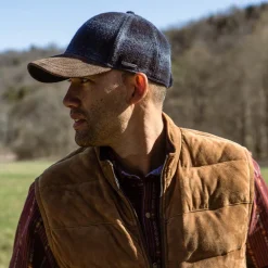 Stetson Baseball Cap Wool Blue Check Outlet