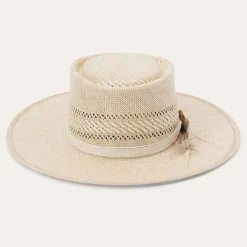 Stetson Batterson Straw Flat Brim Hat Natural/Tan Discount