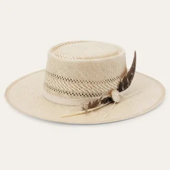 Stetson Batterson Straw Flat Brim Hat Natural/Tan Discount