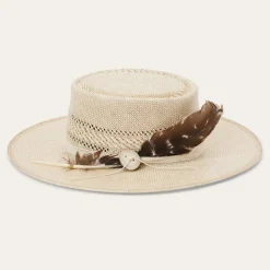 Stetson Batterson Straw Flat Brim Hat Natural/Tan Discount