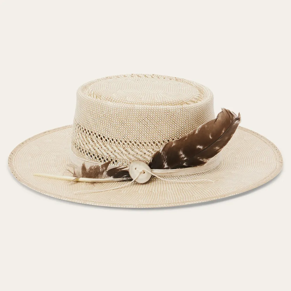 Stetson Batterson Straw Flat Brim Hat Natural/Tan Discount
