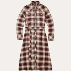 Stetson Black Cherry Plaid Shirt Dress Red