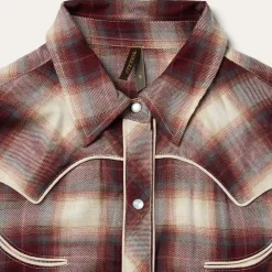 Stetson Black Cherry Plaid Shirt Dress Red