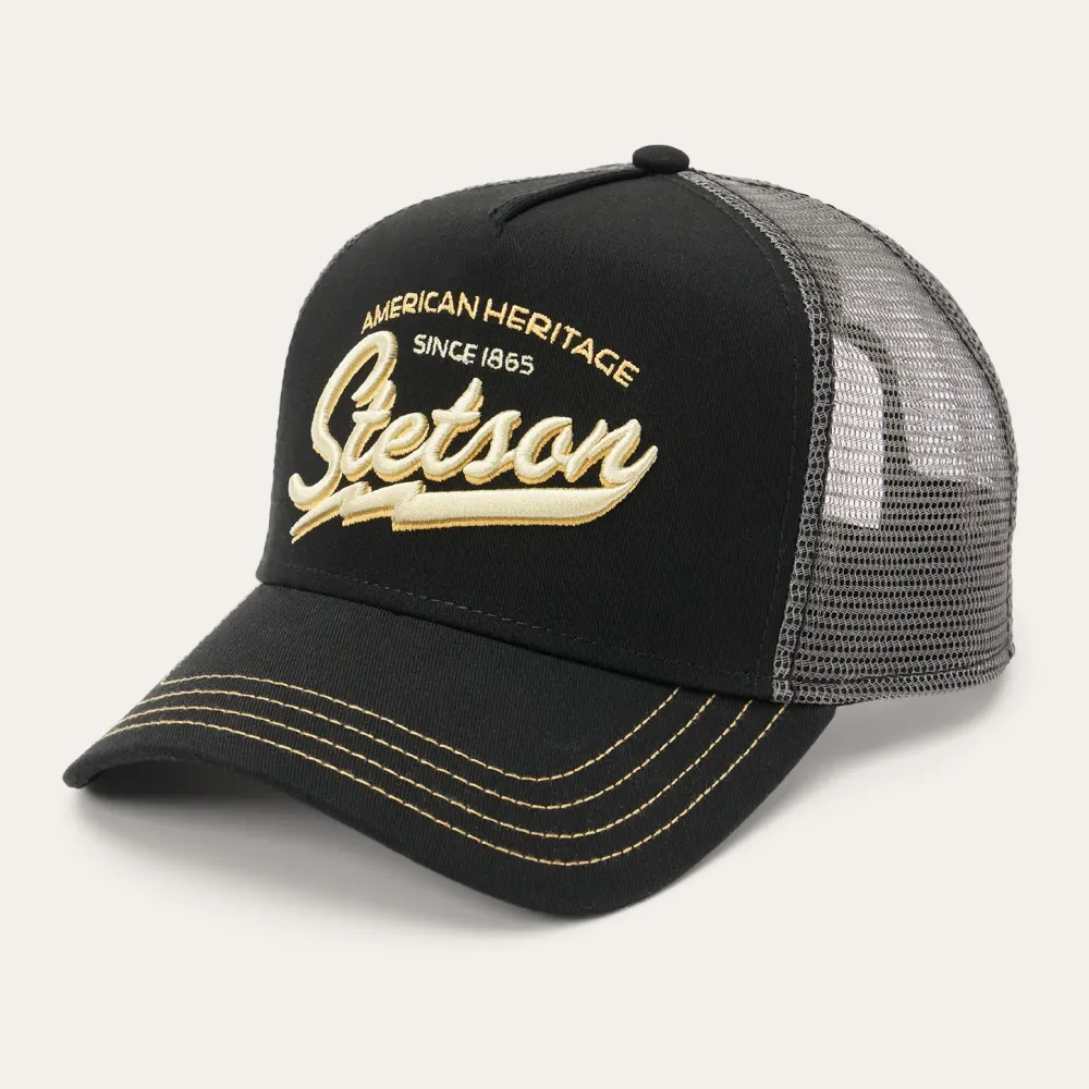Stetson Embroidered 1865 Trucker Cap Black New