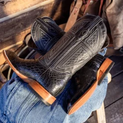 Stetson Falls Alligator Cowboy Boot Black Hot
