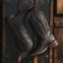 Stetson Falls Alligator Cowboy Boot Black