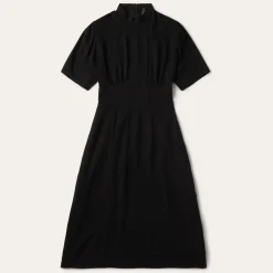Stetson Herringbone Twill Midi Dress Black Hot