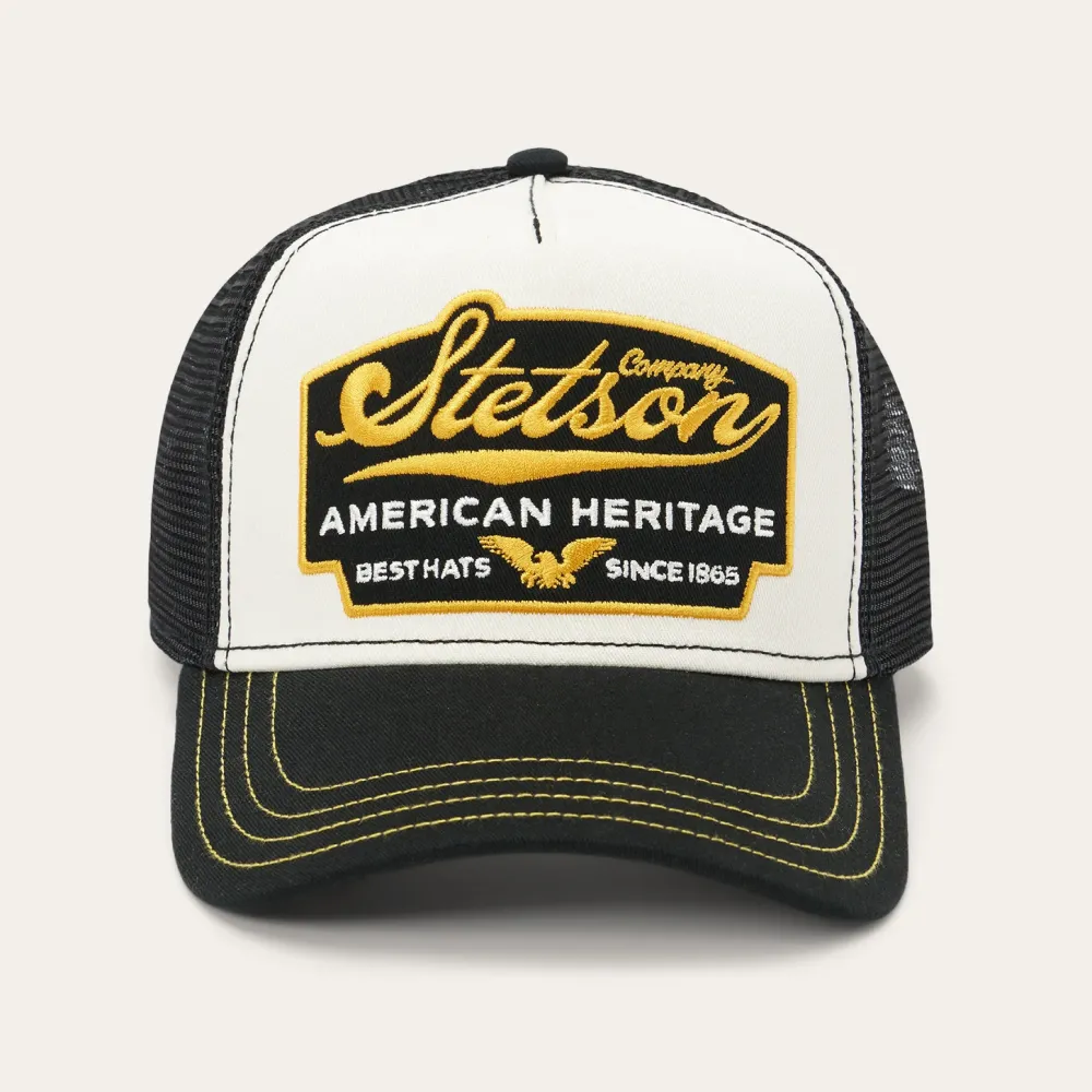 Stetson Black Script Heritage Trucker Cap Black/White Clearance