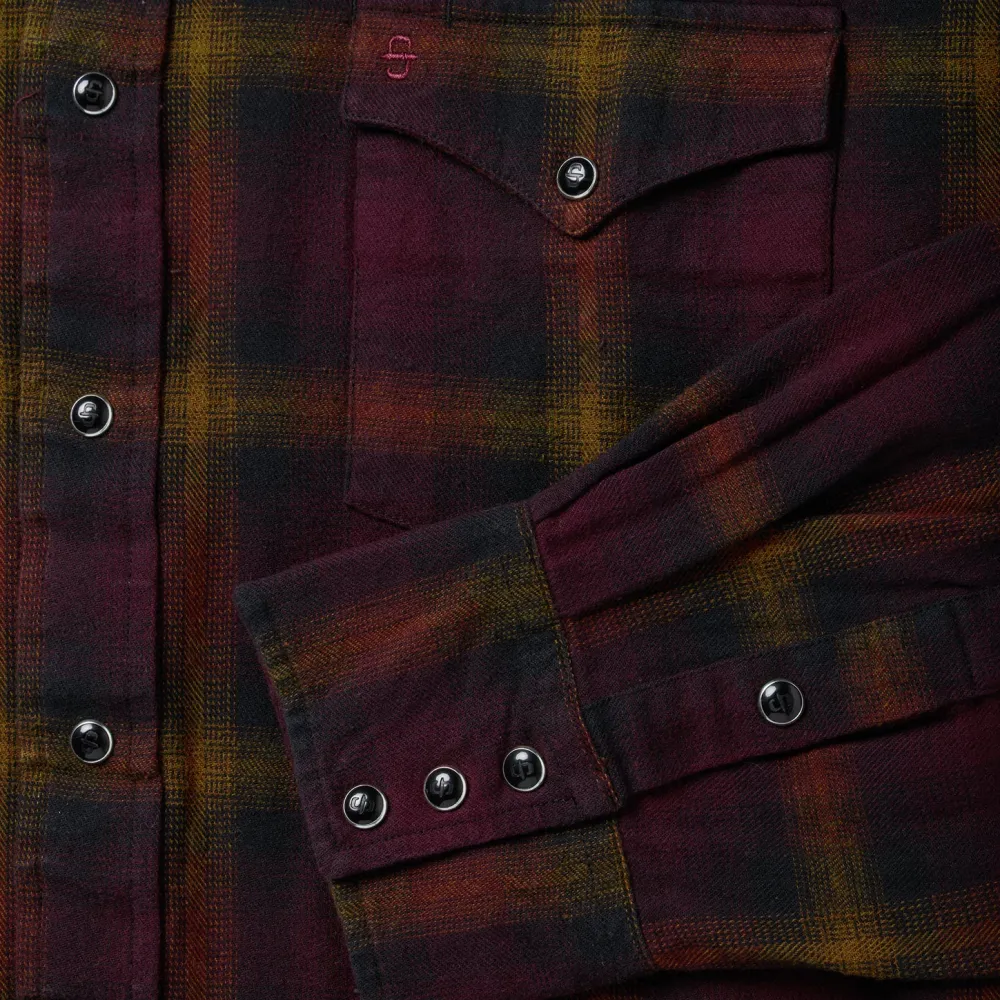 Stetson Black Plaid Flannel Western Shirt Wine Best