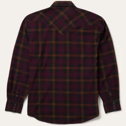 Stetson Black Plaid Flannel Western Shirt Wine Discount