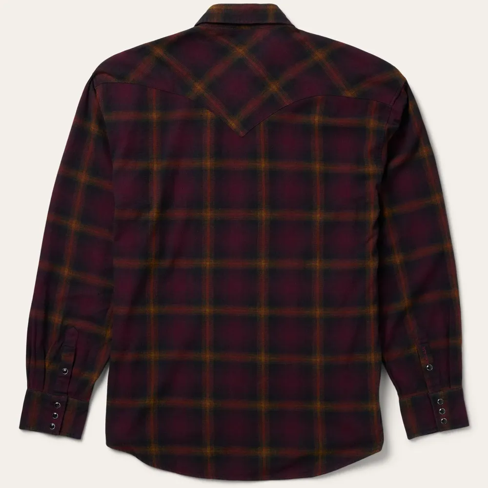 Stetson Black Plaid Flannel Western Shirt Wine Discount