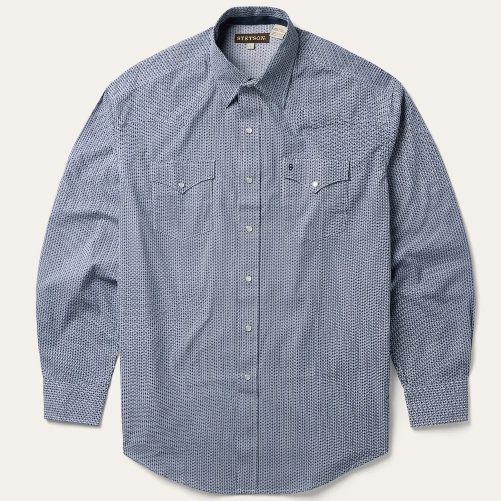 Stetson Deco Geo Print Western Shirt Blue Outlet