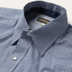 Stetson Deco Geo Print Western Shirt Blue Outlet