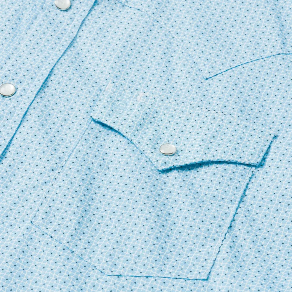 Stetson Lattice Print Western Shirt Blue Best