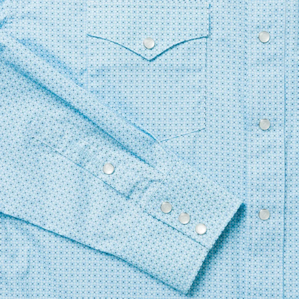 Stetson Lattice Print Western Shirt Blue Best