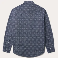 Stetson Medallion Print Western Shirt Blue Clearance