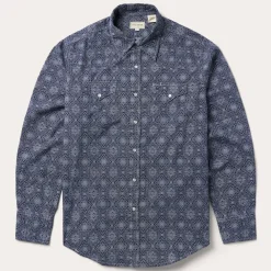 Stetson Medallion Print Western Shirt Blue Hot
