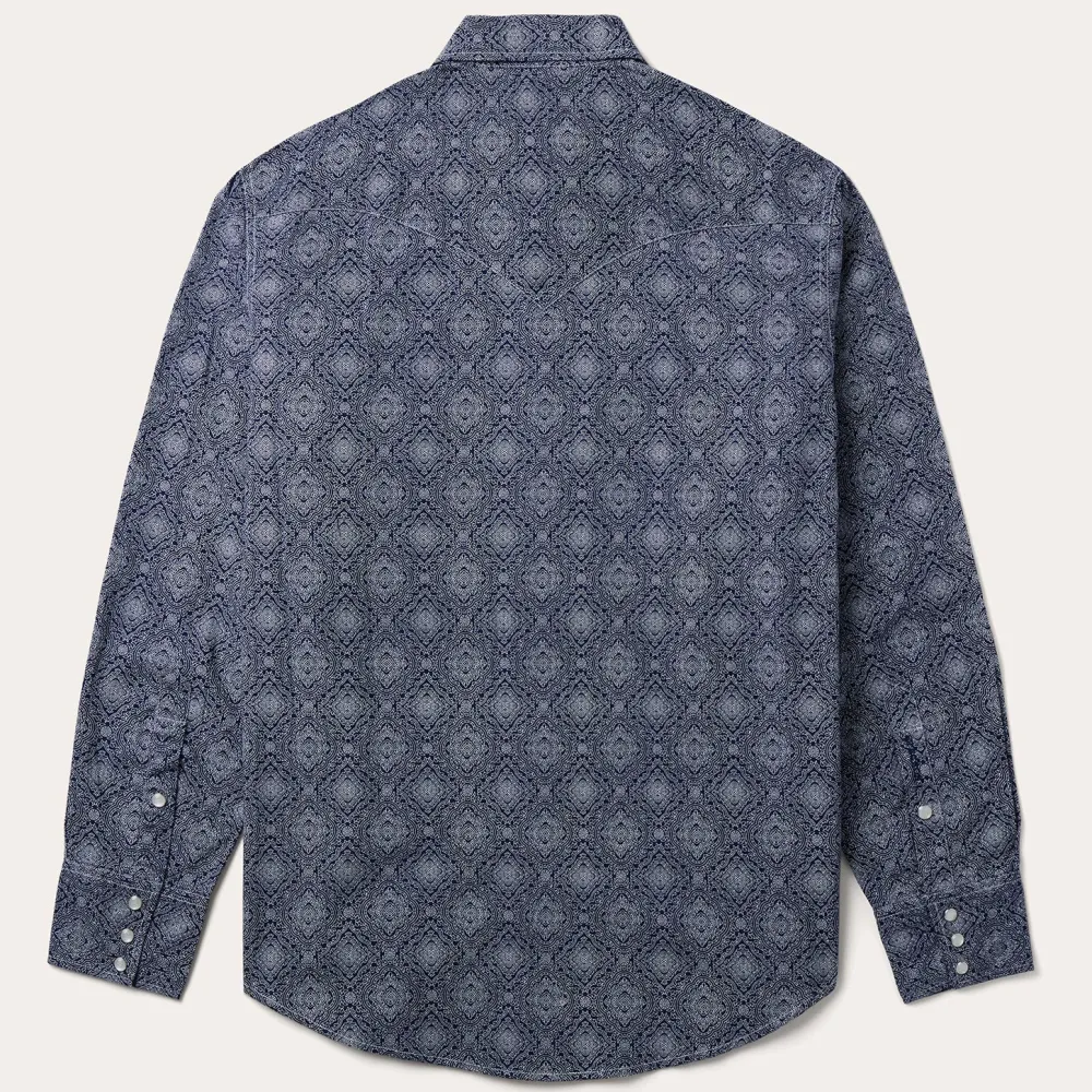 Stetson Medallion Print Western Shirt Blue Hot