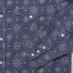 Stetson Medallion Print Western Shirt Blue Hot