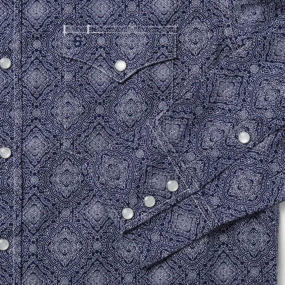 Stetson Medallion Print Western Shirt Blue Hot
