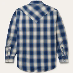 Stetson Ombre Plaid Western Shirt Blue Sale