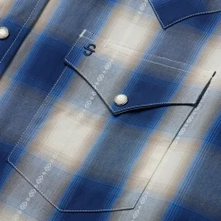 Stetson Ombre Plaid Western Shirt Blue Sale