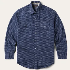 Stetson Polaris Geo Print Western Shirt Blue Hot