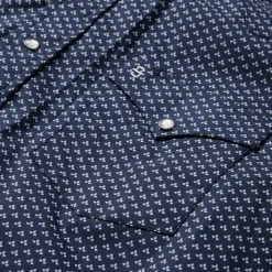 Stetson Polaris Geo Print Western Shirt Blue Clearance