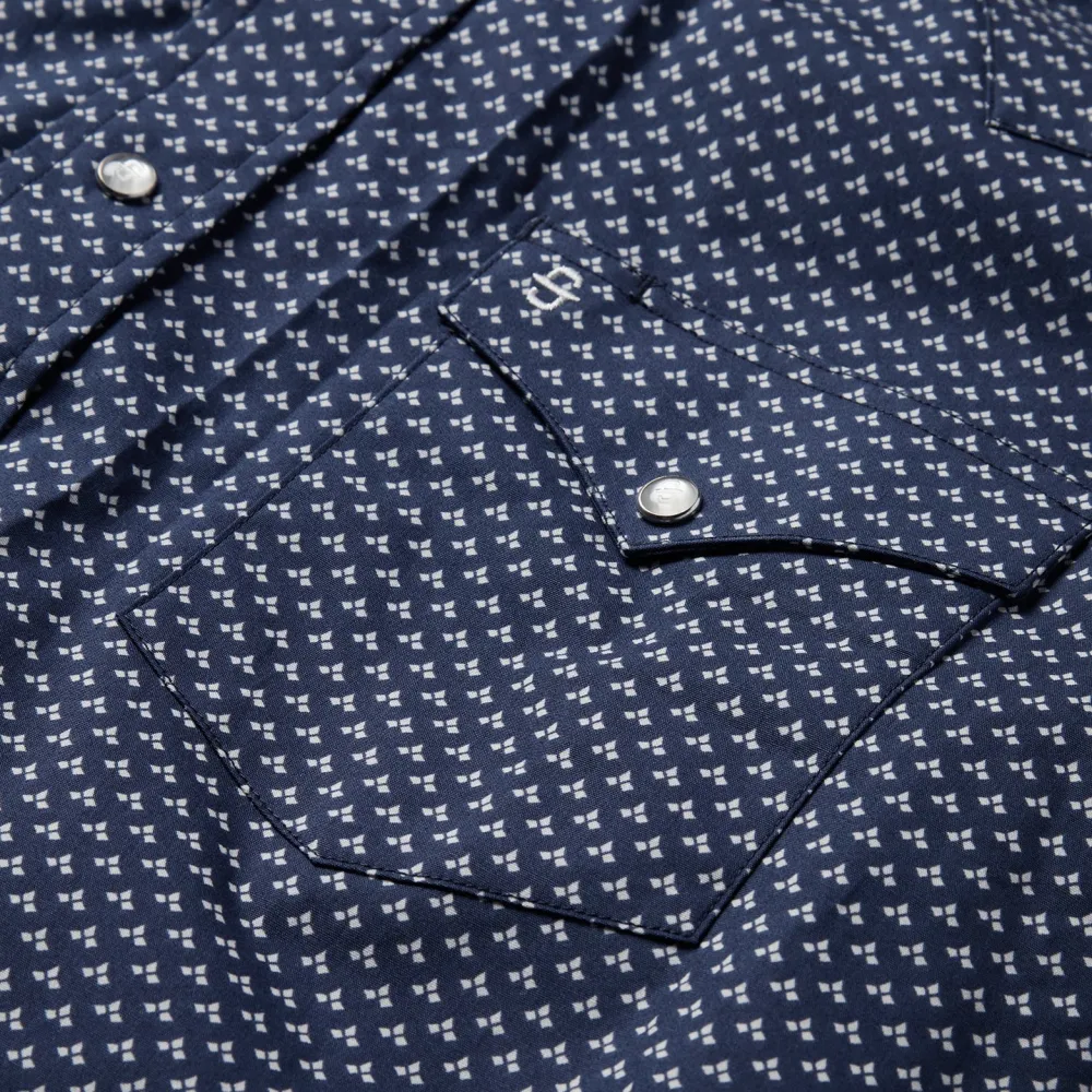 Stetson Polaris Geo Print Western Shirt Blue Clearance