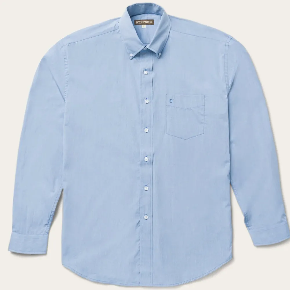 Stetson Solid One-Pocket Snap-Front Shirt Blue
