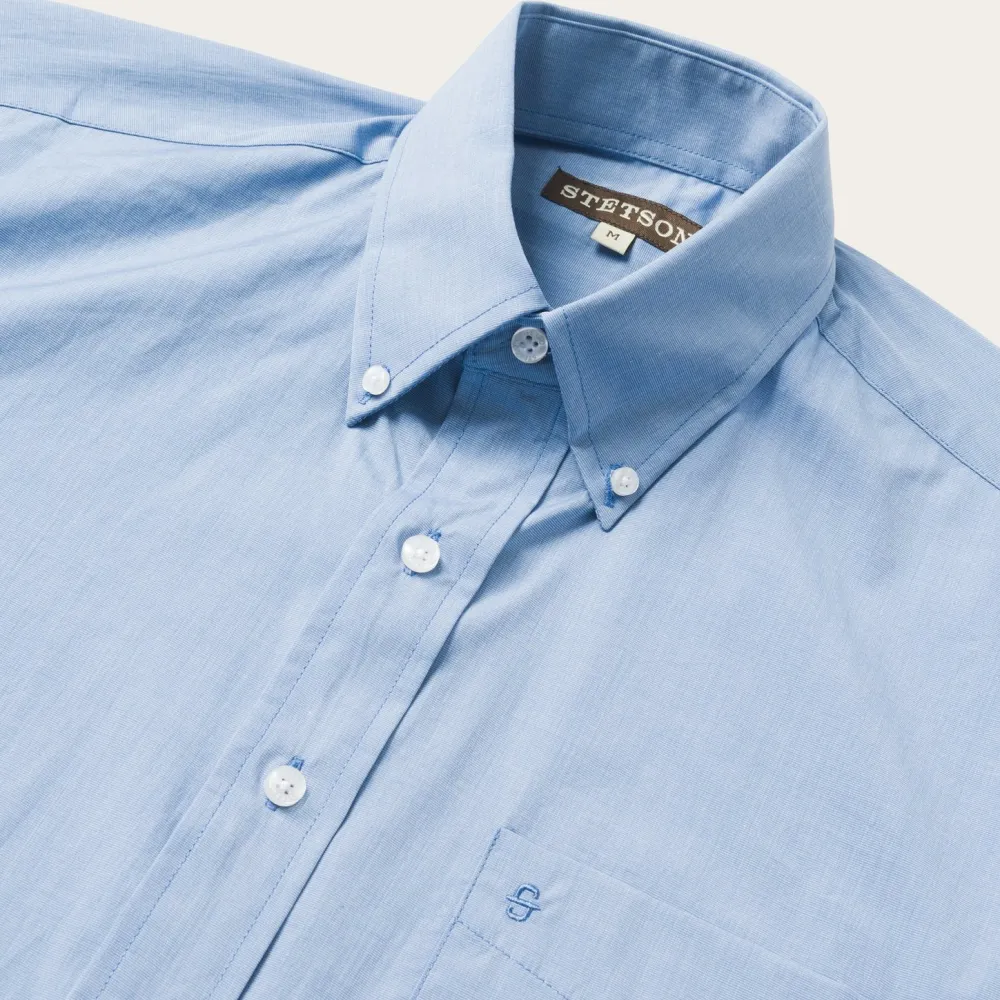 Stetson Solid One-Pocket Snap-Front Shirt Blue